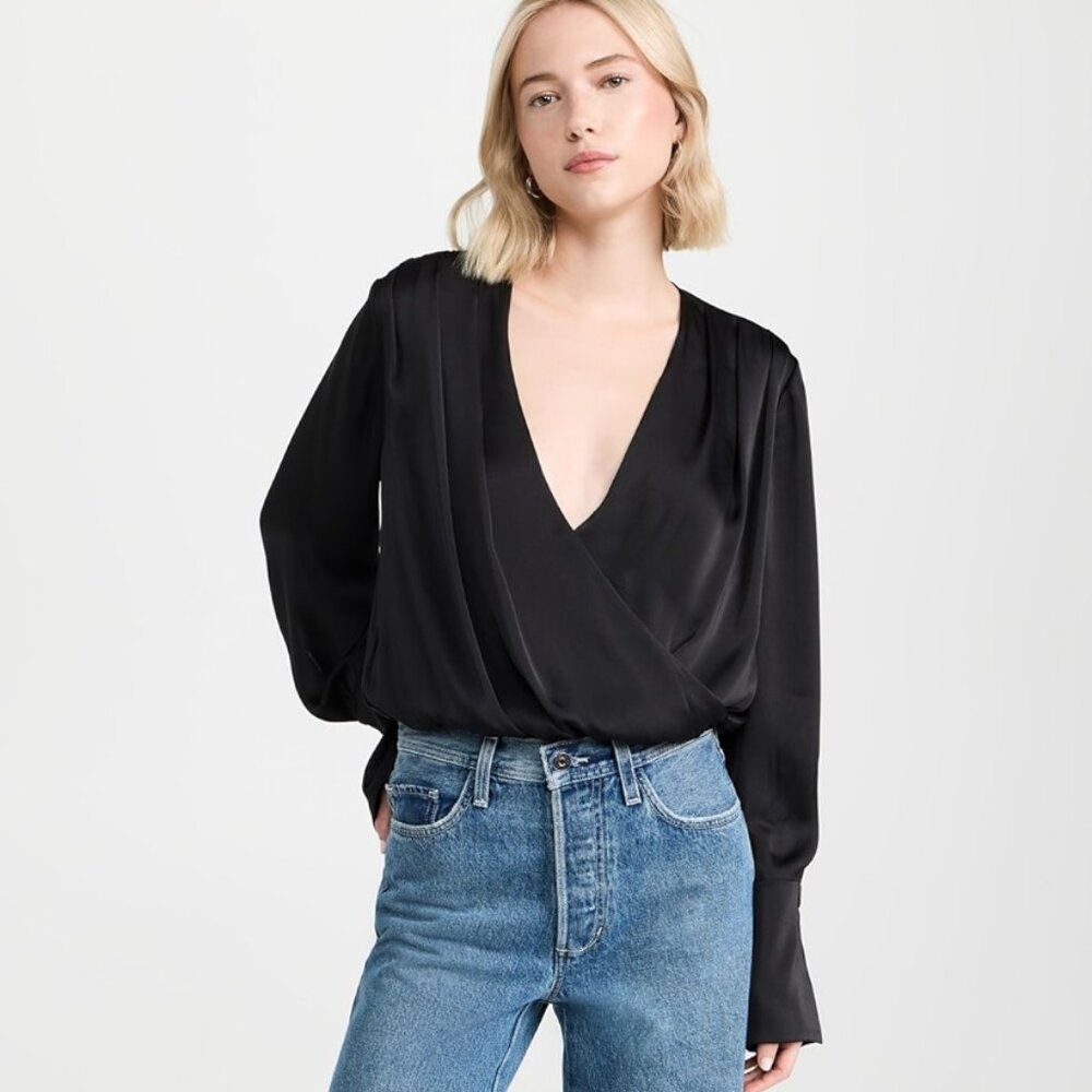 Favorite Daughter The Date Blouse Thong Bodysuit  The Date Blouse Thong Bodysuit